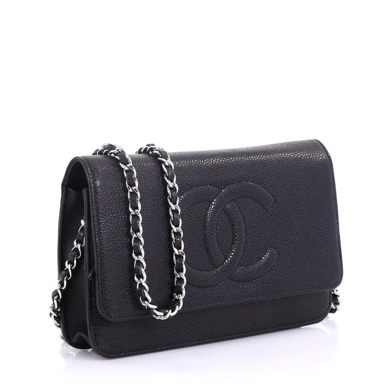 Black Chanel Timeless Wallet on Chain Caviar