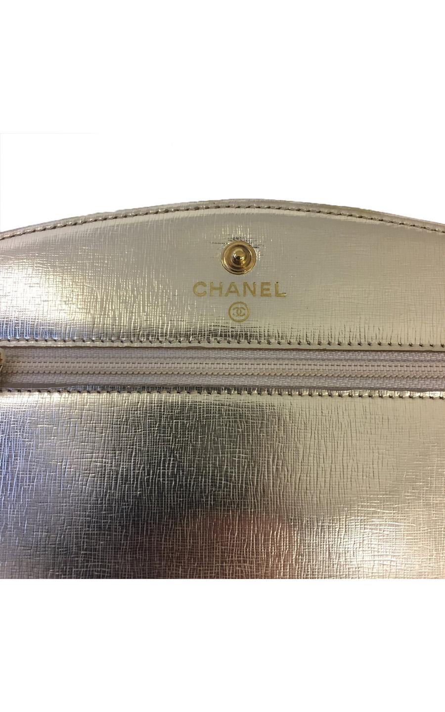 chanel metallic wallet on chain