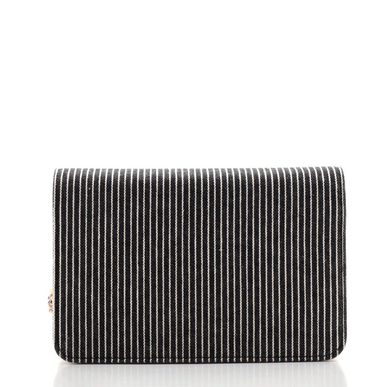 Chanel Timeless Wallet on Chain Striped Denim Black 84682404