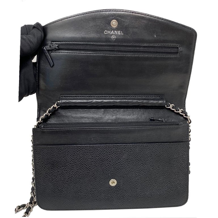 Women's Chanel Timeless WOC Wallet on Chain SHW Caviar Leather Crossbody Bag 