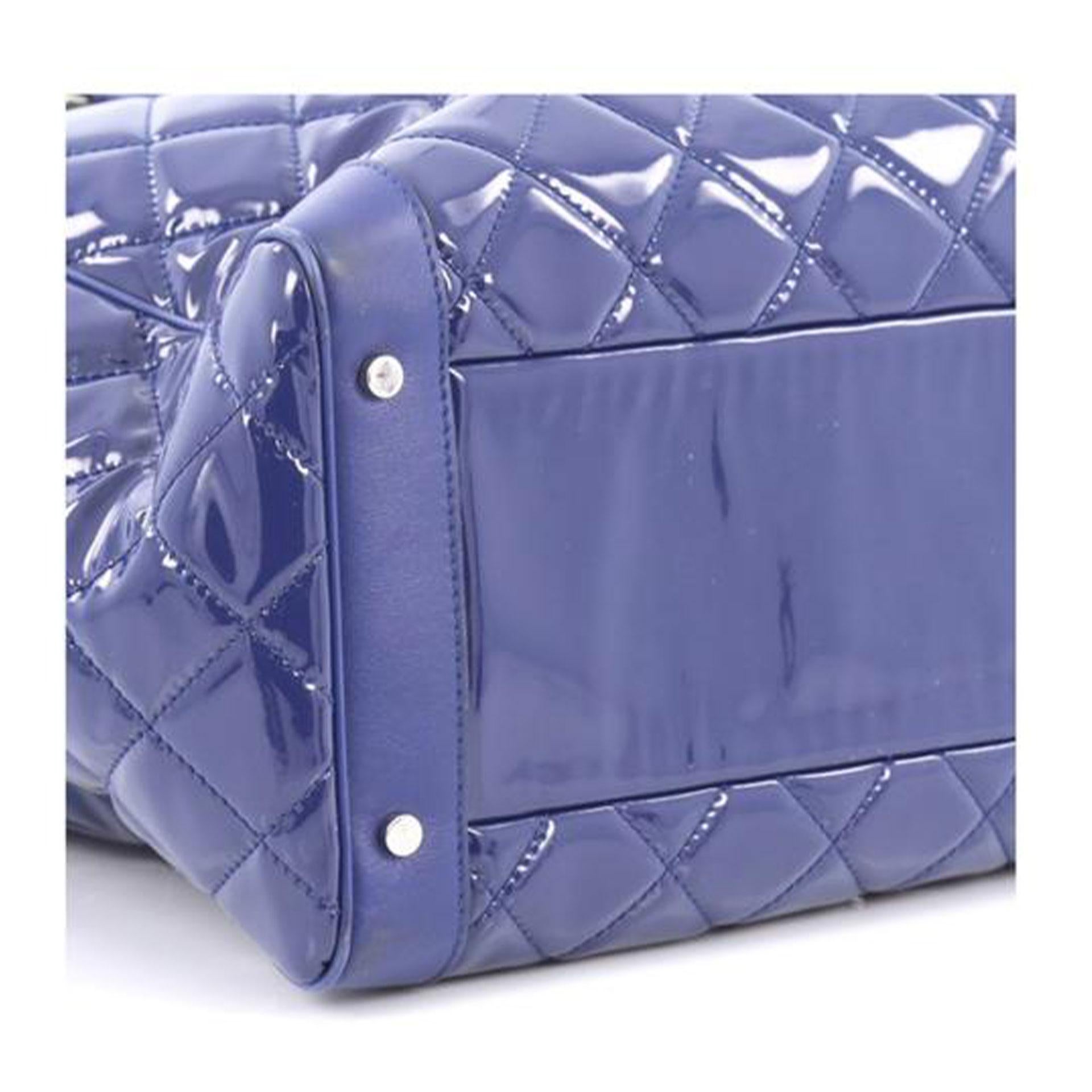 Chanel Timeless XL Quilted Carry-on Tote Royal Blue Patent Leather Bag In Good Condition In Miami, FL