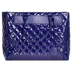 Chanel Timeless XL Quilted Carry-on Tote Royal Blue Patent Leather Bag