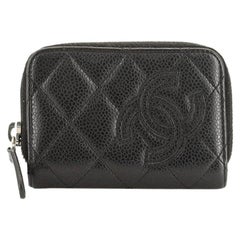 Chanel Timeless Zip Around Coin Purse Quilted Caviar