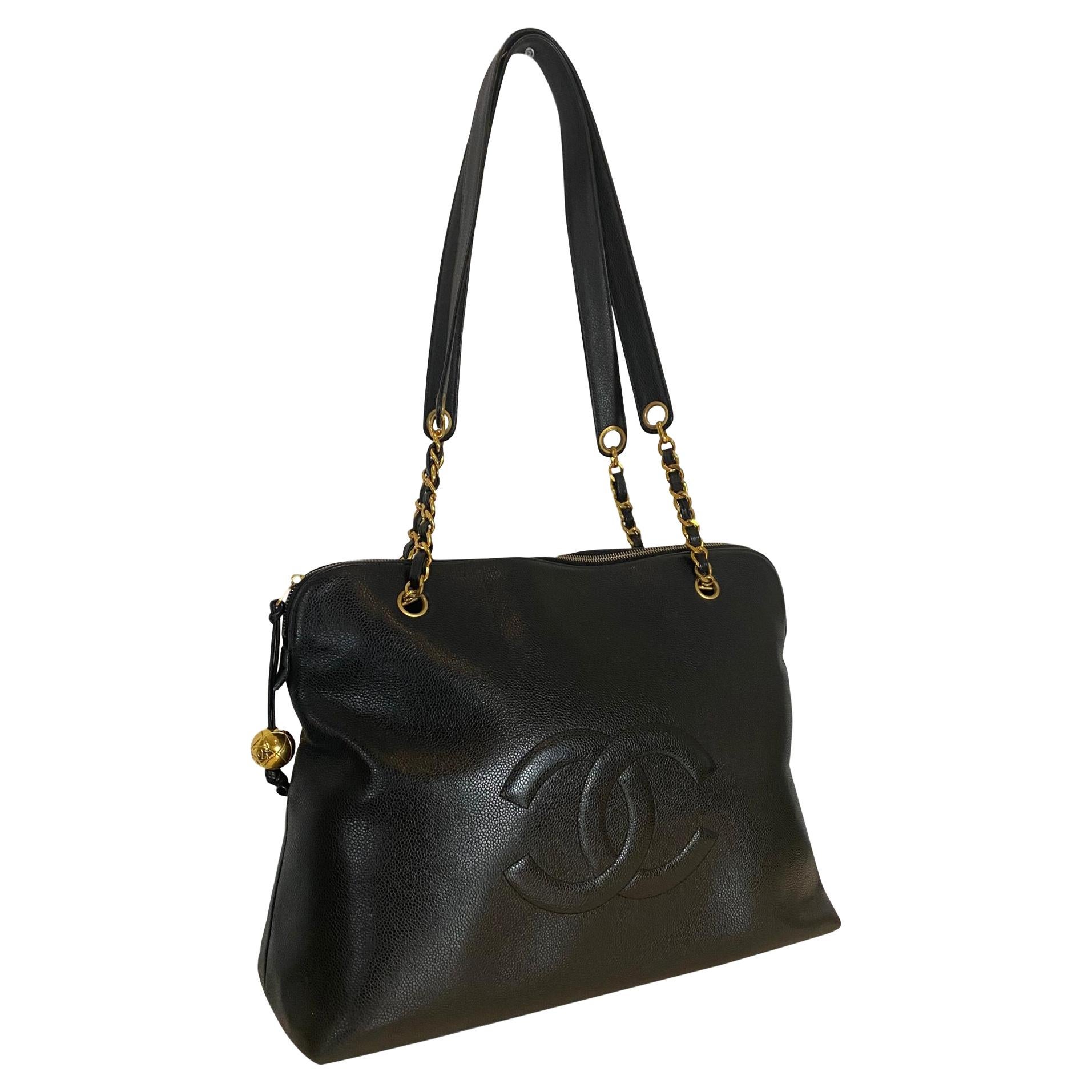 Chanel Timeless Zip Large Black Caviar Leather Tote, 1994