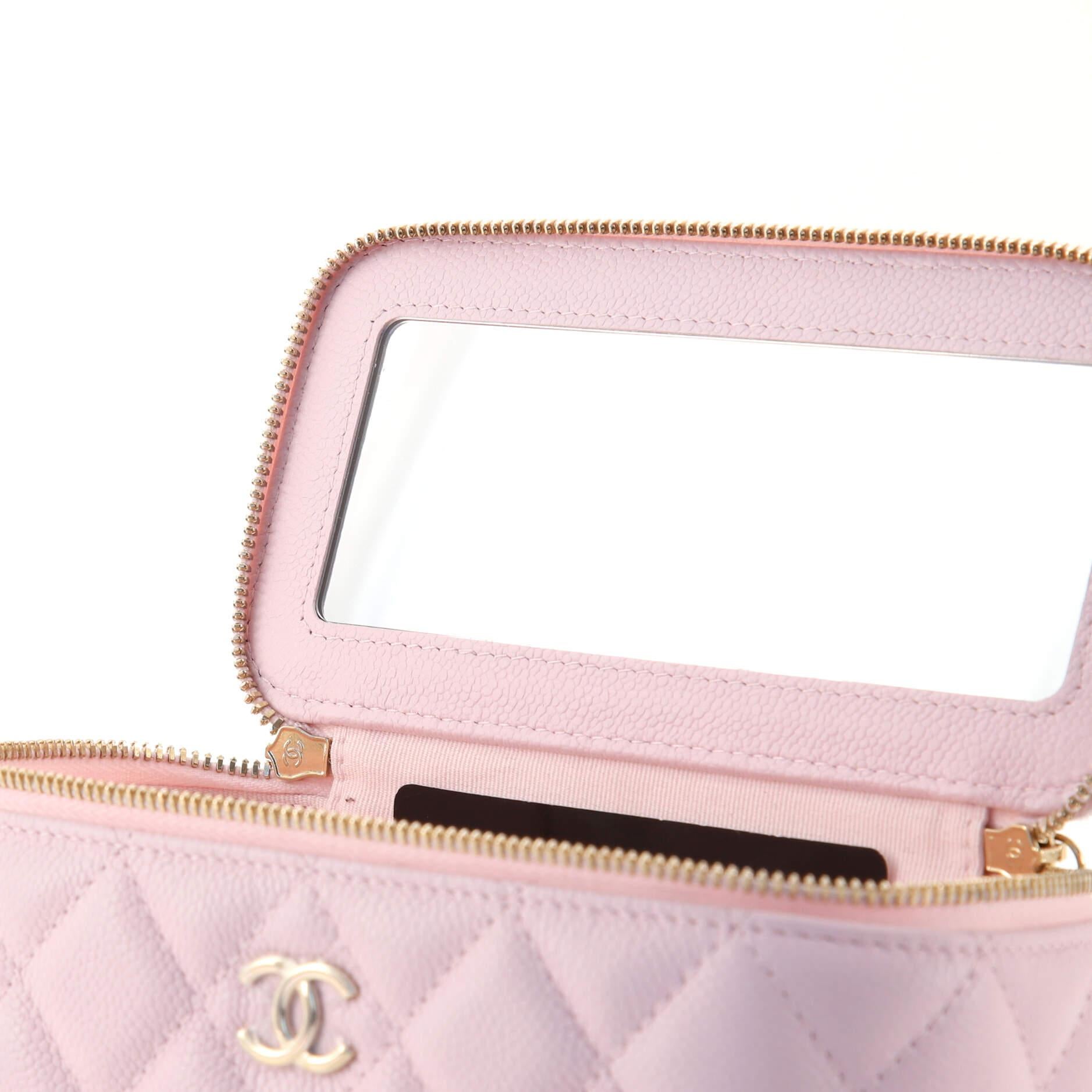 Chanel Tiny CC Link Vanity Case with Chain Quilted Caviar Small 2
