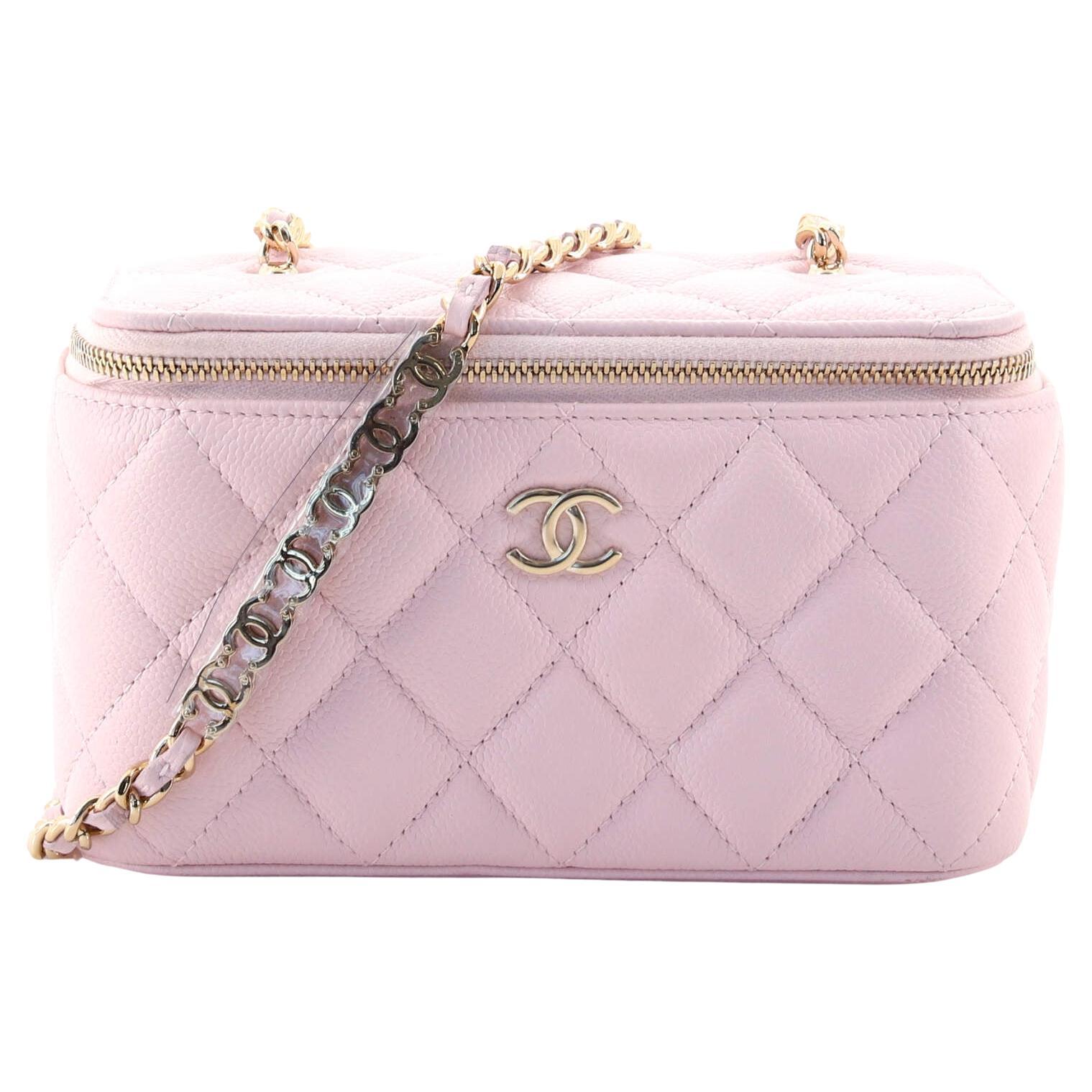 Chanel Tiny CC Link Vanity Case with Chain Quilted Caviar Small at 1stDibs