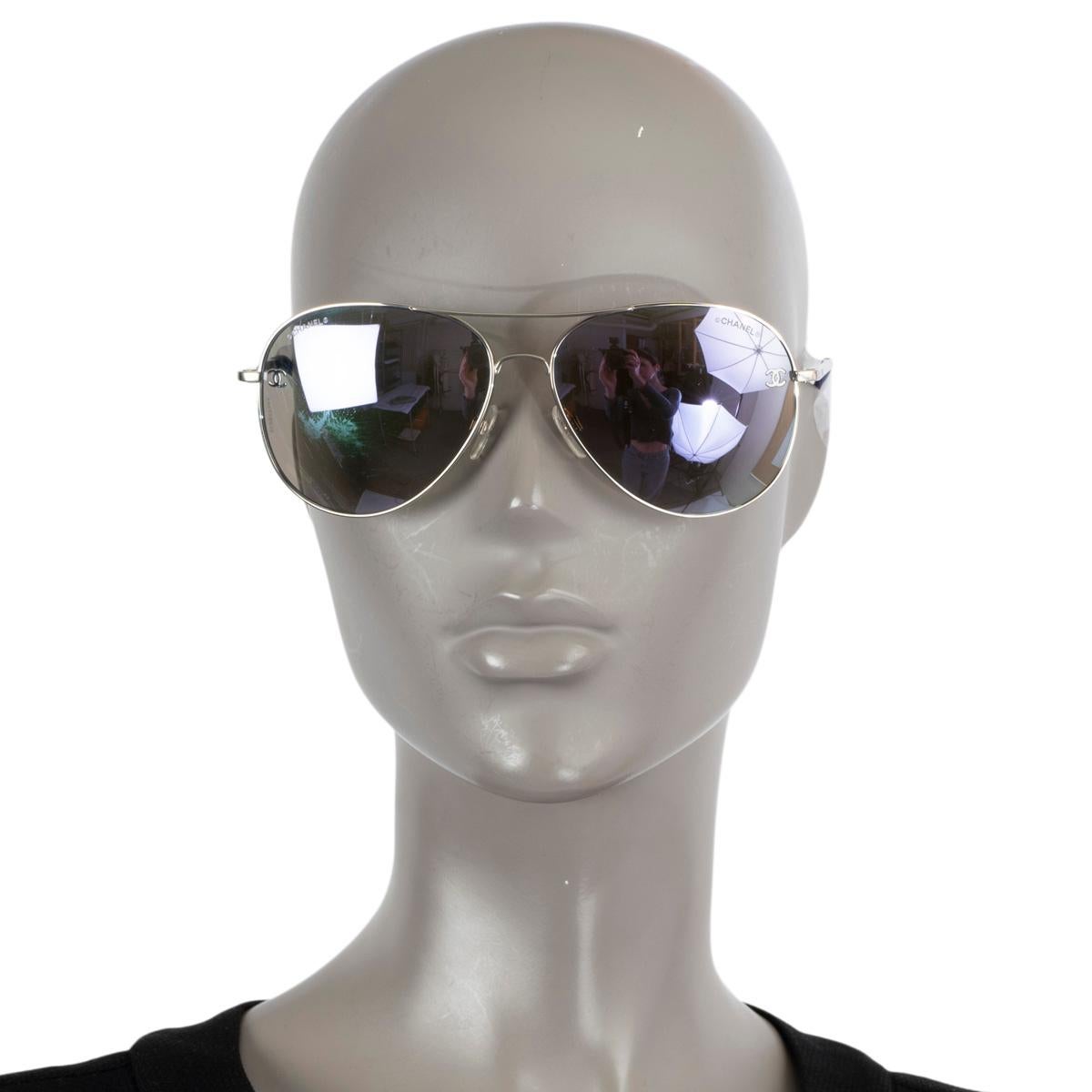 CHANEL titanium metal 4189 AVIATOR Sunglasses Lilac Lenses For Sale 2