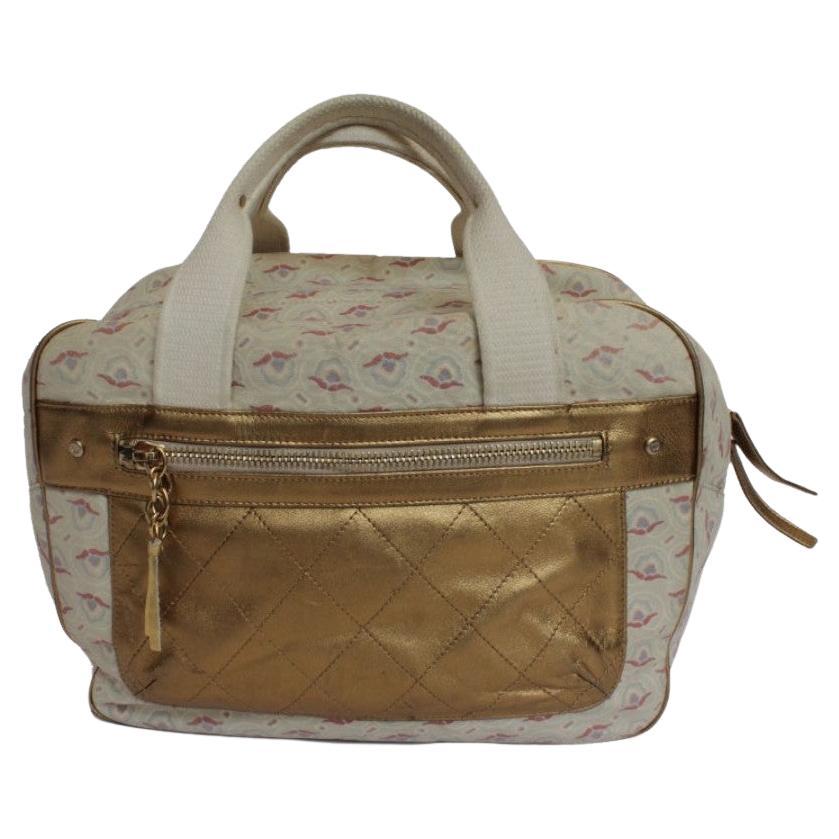 Chanel toile and leather bag For Sale