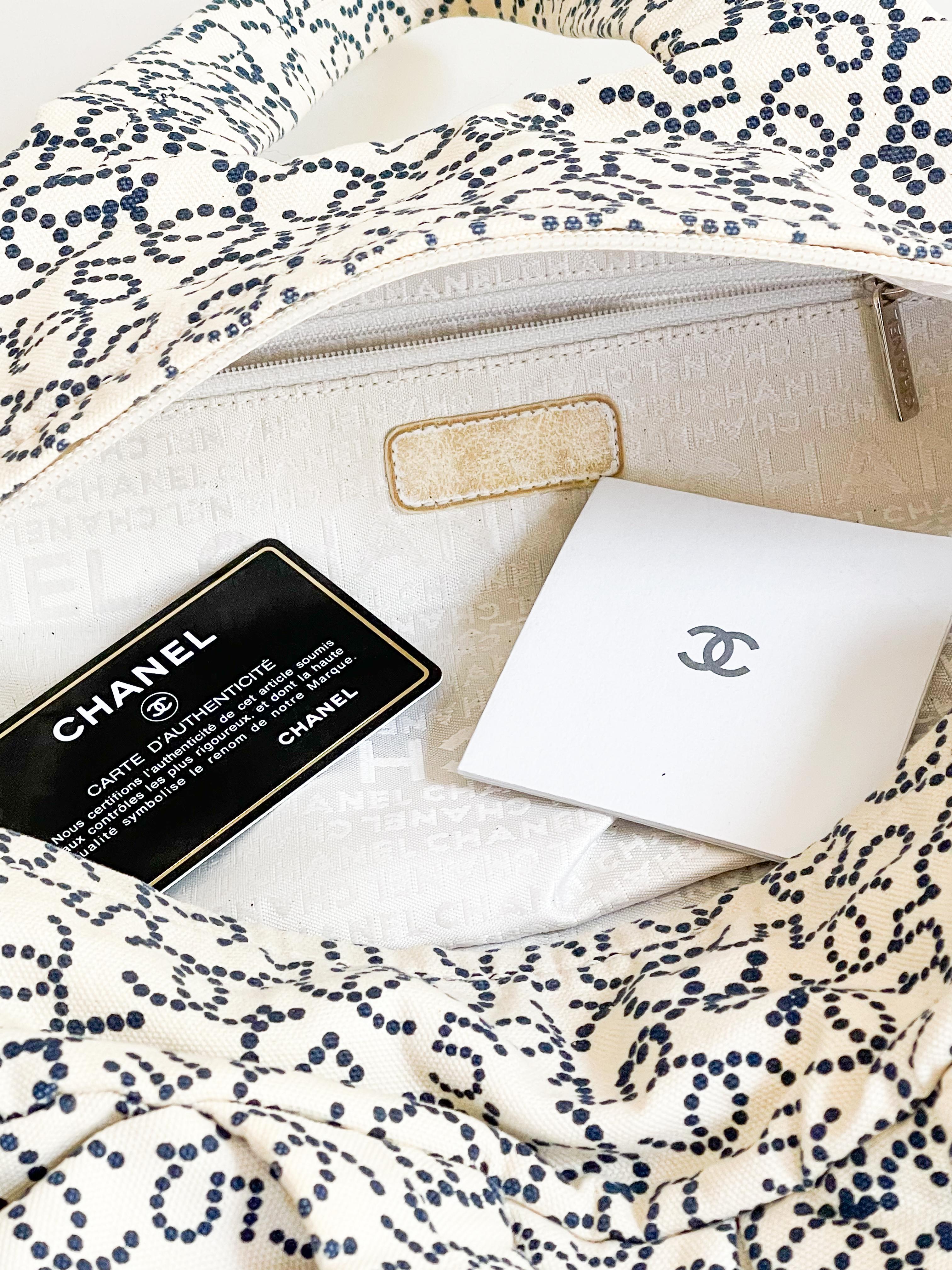 Gray Chanel toile printed hand bag