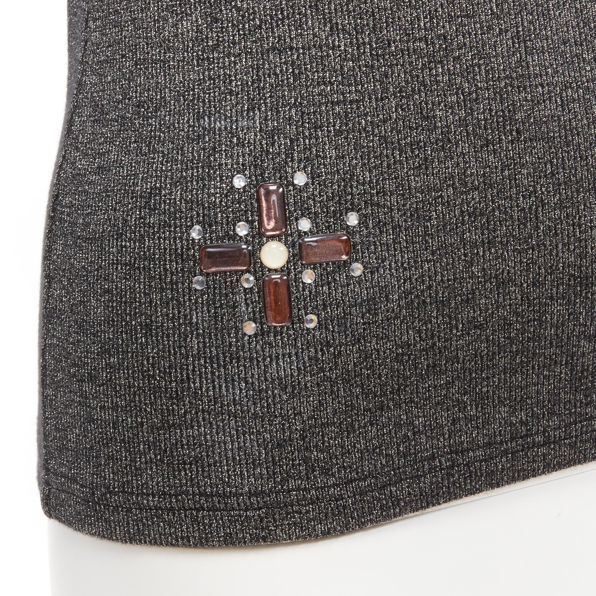 CHANEL tone CC logo colorful gems Byzantine Cross embellished fitted top FR36 S For Sale 3
