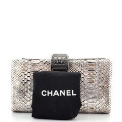 Chanel Top Clasp Flap Clutch Python Medium