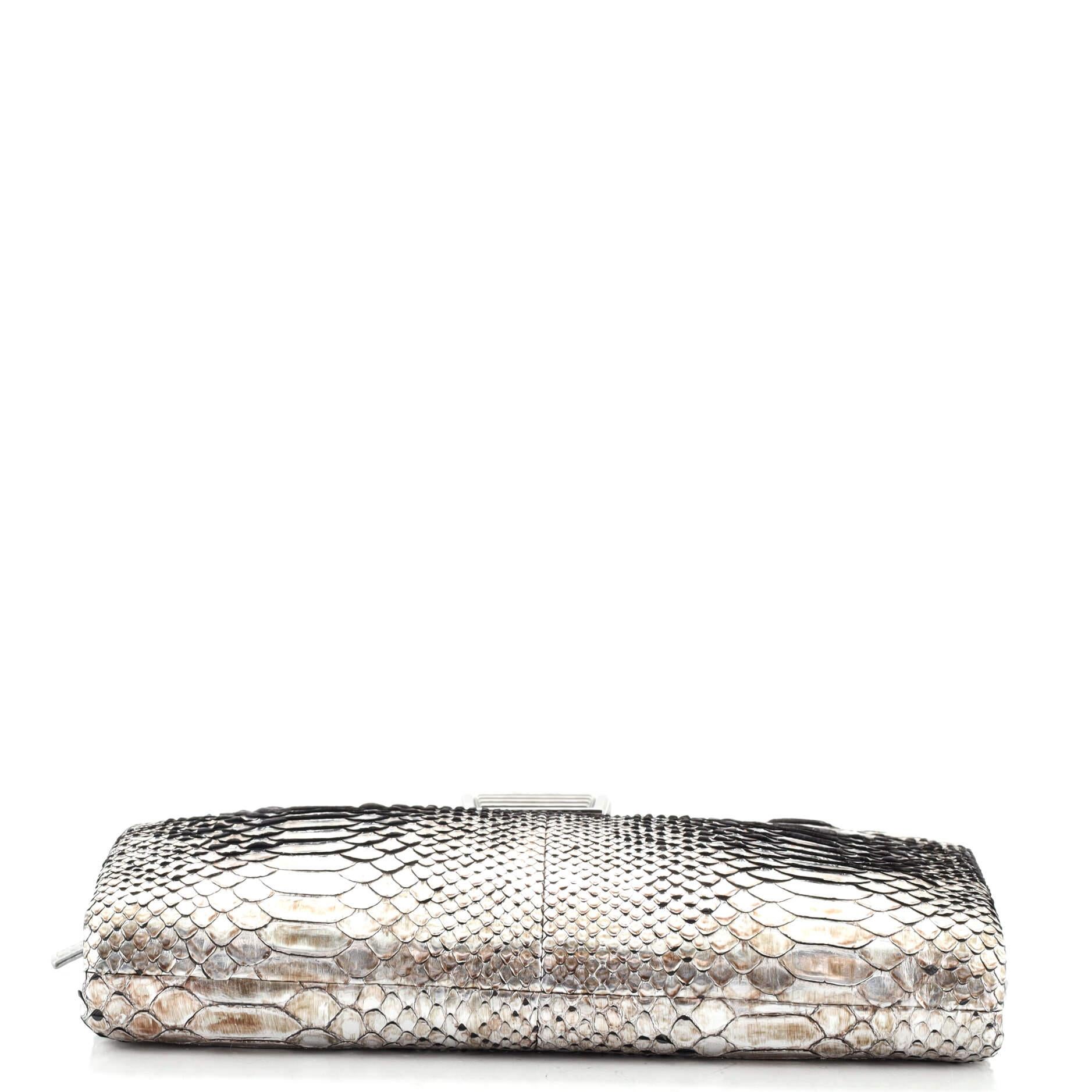 Women's or Men's Chanel Top Clasp Flap Clutch Python Medium