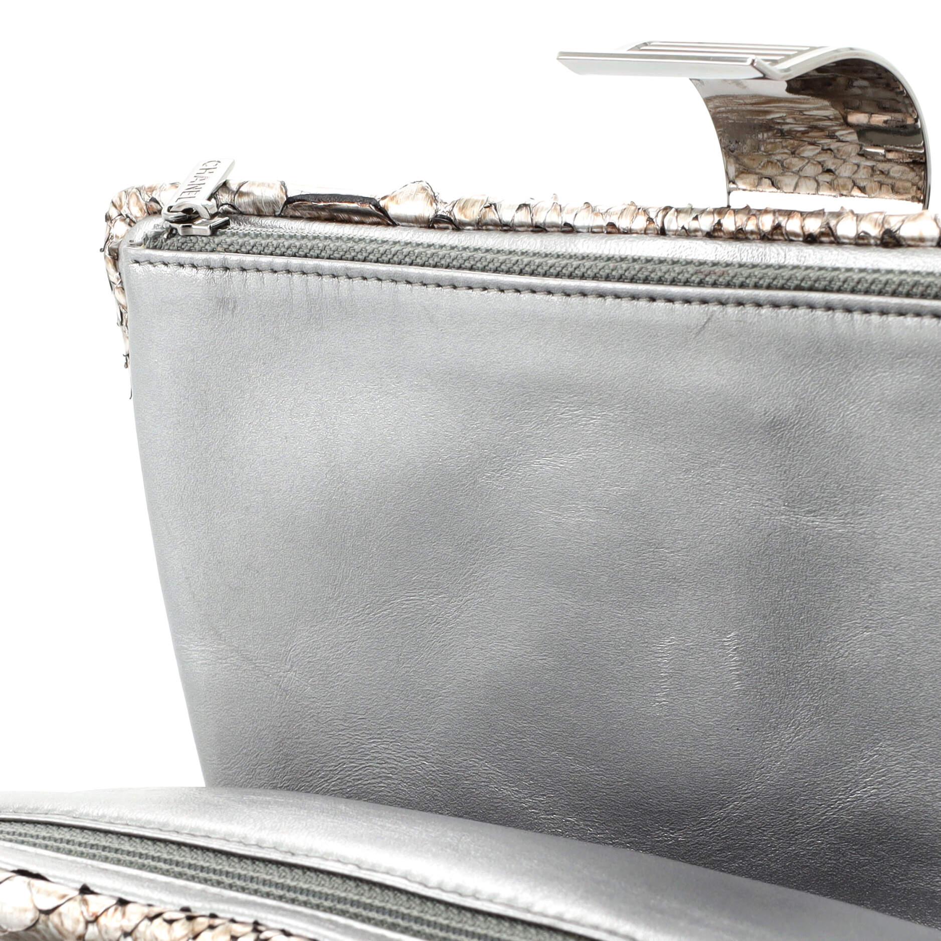 Chanel Top Clasp Flap Clutch Python Medium 2