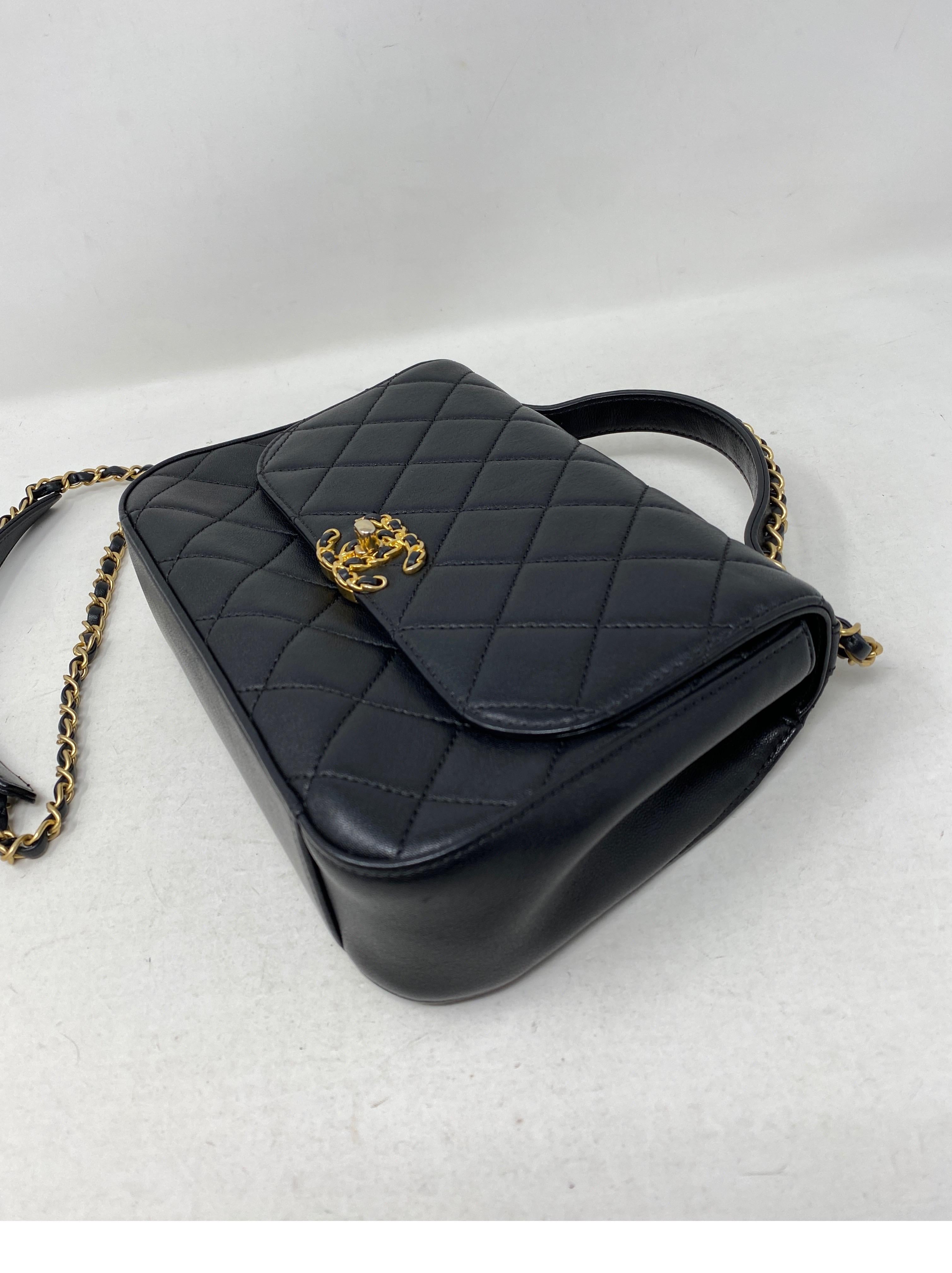 Chanel Top Handle Black Chain Bag In Excellent Condition In Athens, GA