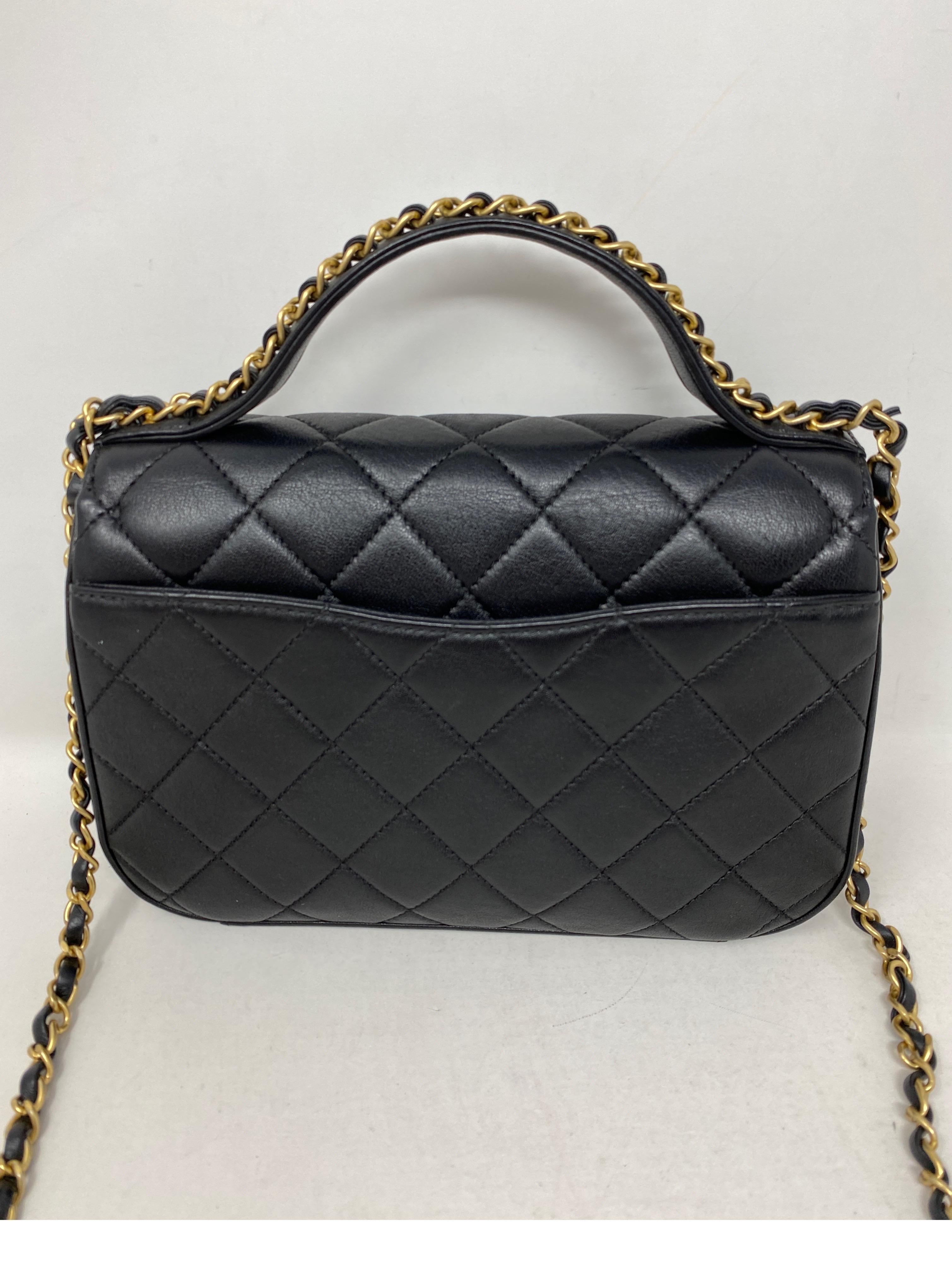 Women's or Men's Chanel Top Handle Black Chain Bag