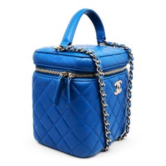 Chanel Top Handle Blue Small Vanity Case Crossbody Bag