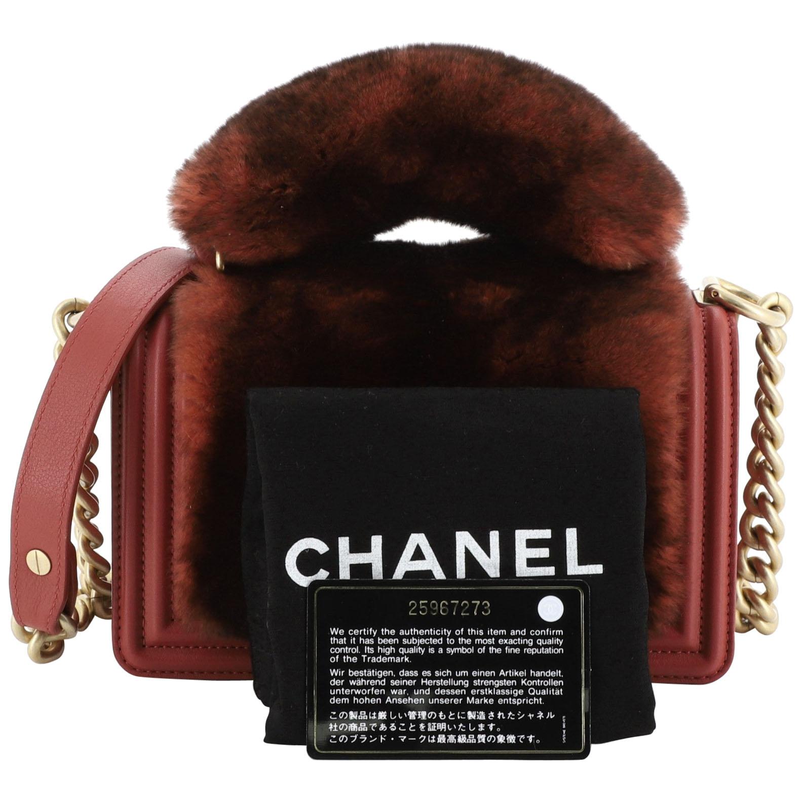 Chanel Top Handle Boy Flap Bag Fur Small
