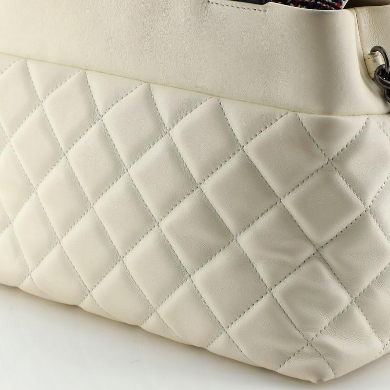 Chanel Top Handle CC Tote Quilted Calfskin With Tweed Small  2