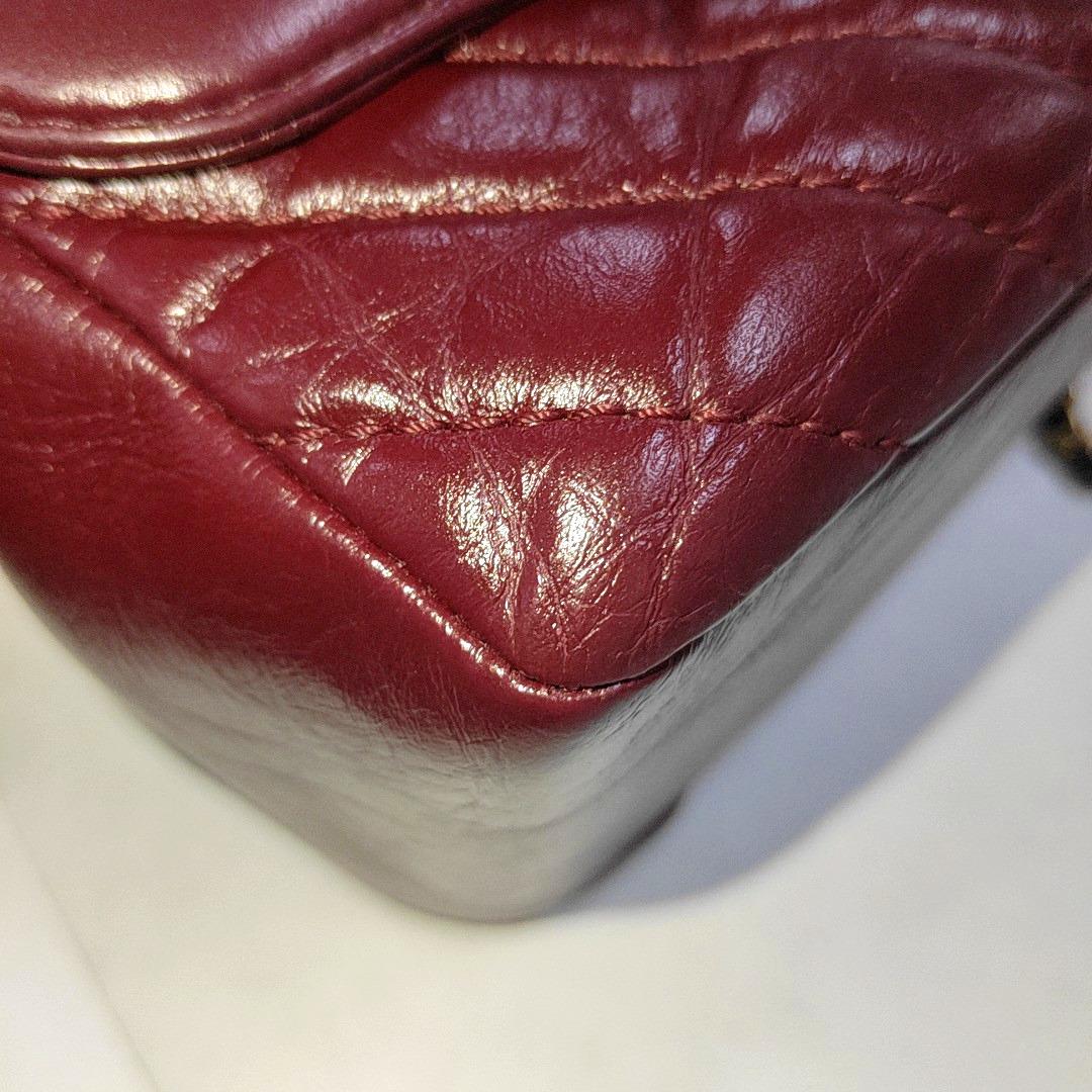 Chanel Top Handle Chevron Flap Bag Mini Burgundy Calfskin Leather, 2017 3