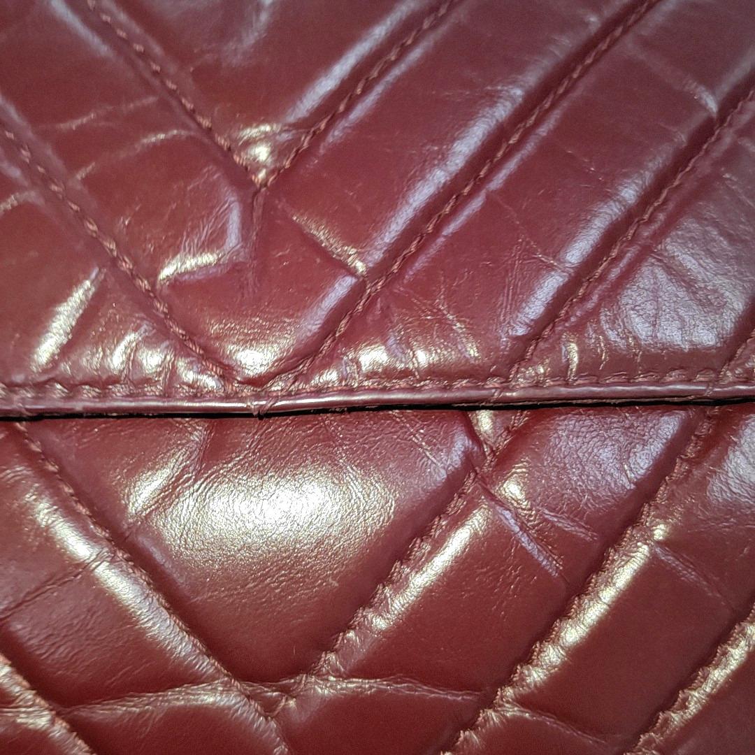Chanel Top Handle Chevron Flap Bag Mini Burgundy Calfskin Leather, 2017 4