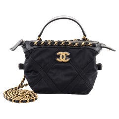 Chanel Top Handle Clutch mit Kette Nylon mit Grosgrain Mini