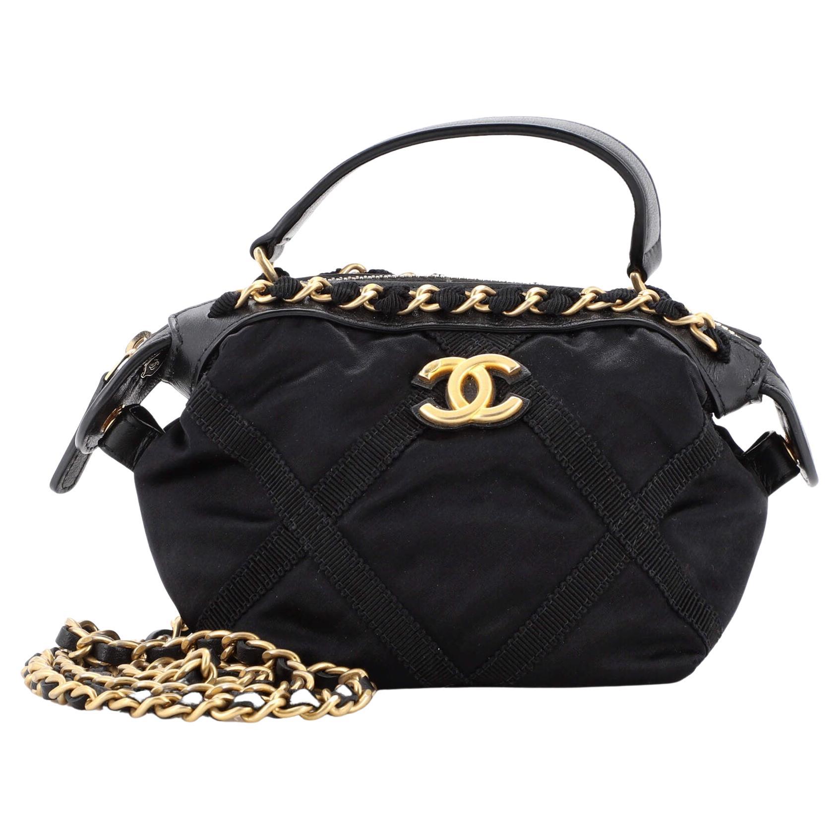 Chanel Top Handle Clutch with Chain Nylon with Grosgrain Mini