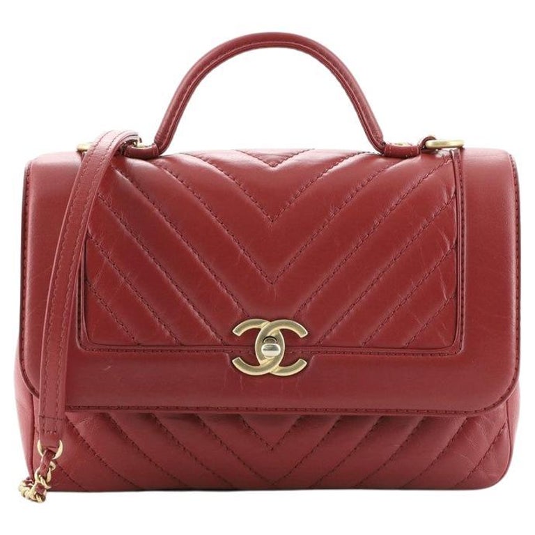 Chanel Top Handle Flap Bag Chevron Calfskin Small at 1stDibs