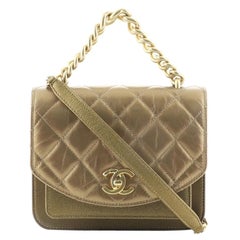 Chanel Top Handle Klappe Tasche gesteppt gealtert Kalbsleder und Kaviar Mini