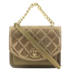 Chanel Top Handle Flap Bag Quilted Aged Calfskin and Caviar Mini