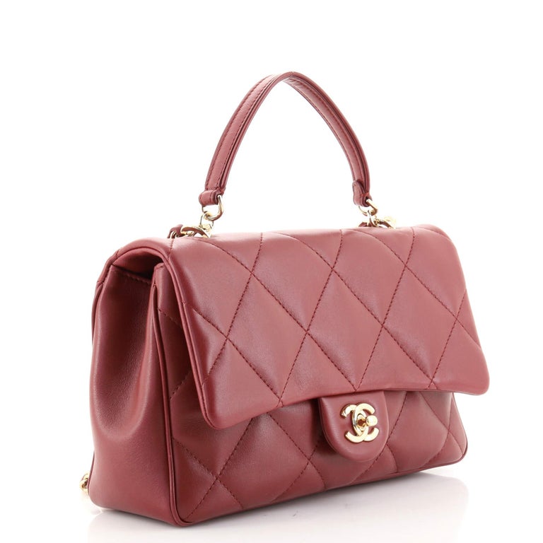 Chanel Top Handle Flap Bag Quilted Lambskin Medium at 1stDibs