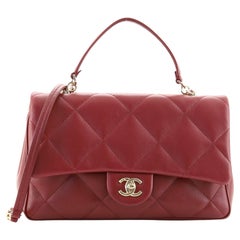 Chanel Top Handle Flap Bag Gestepptes Lammfell Medium