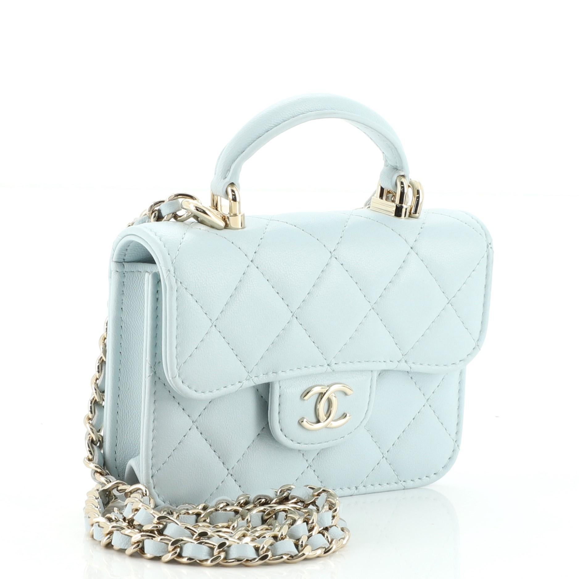 chanel top handle coin purse flap with chain