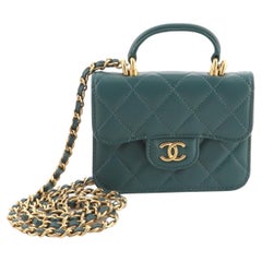 Chanel Top Handle Flap Coin Purse with Chain Quilted Lambskin