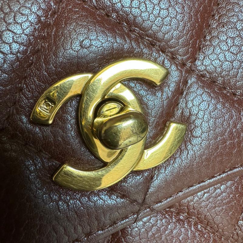 Chanel Top Handle Kelly Flap Bag Caviar Leather 24k Gold Plated 2000-2002 9