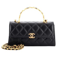 Chanel Top Handle Phone Holder with Chain Quilted Lambskin with Enamel