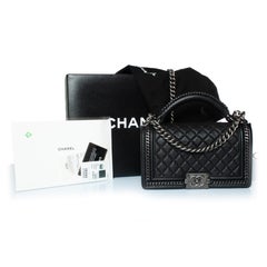 Chanel, Top handle quilted leather boy bag