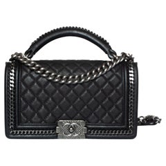 Chanel, Top handle quilted leather boy bag