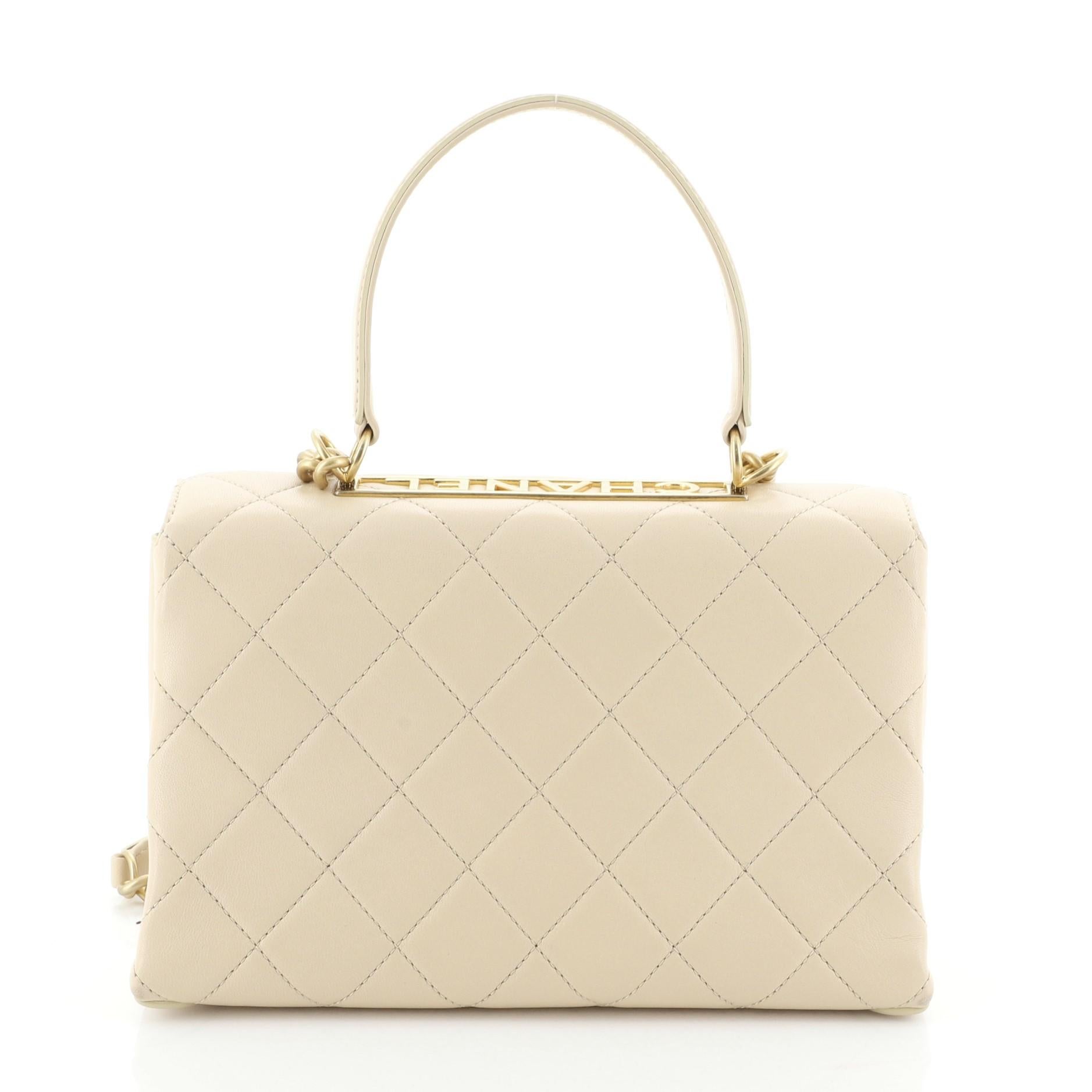 chanel beige top handle bag