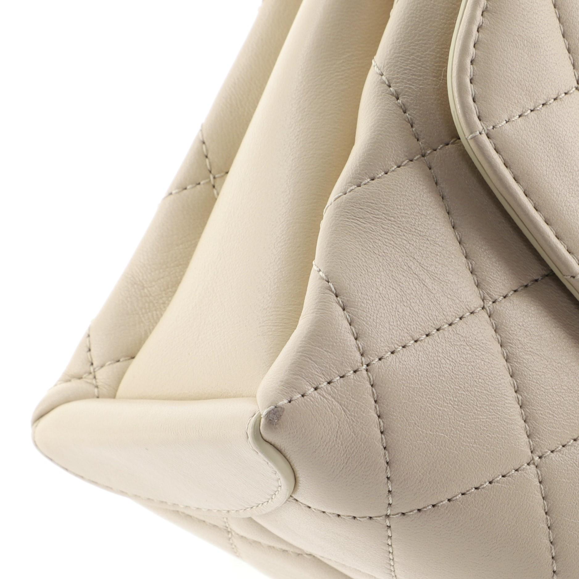 Chanel Top Handle Round Flap Bag Quilted Lambskin Medium In Good Condition In NY, NY