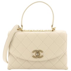 Chanel Top Handle Round Flap Bag Quilted Lambskin Medium