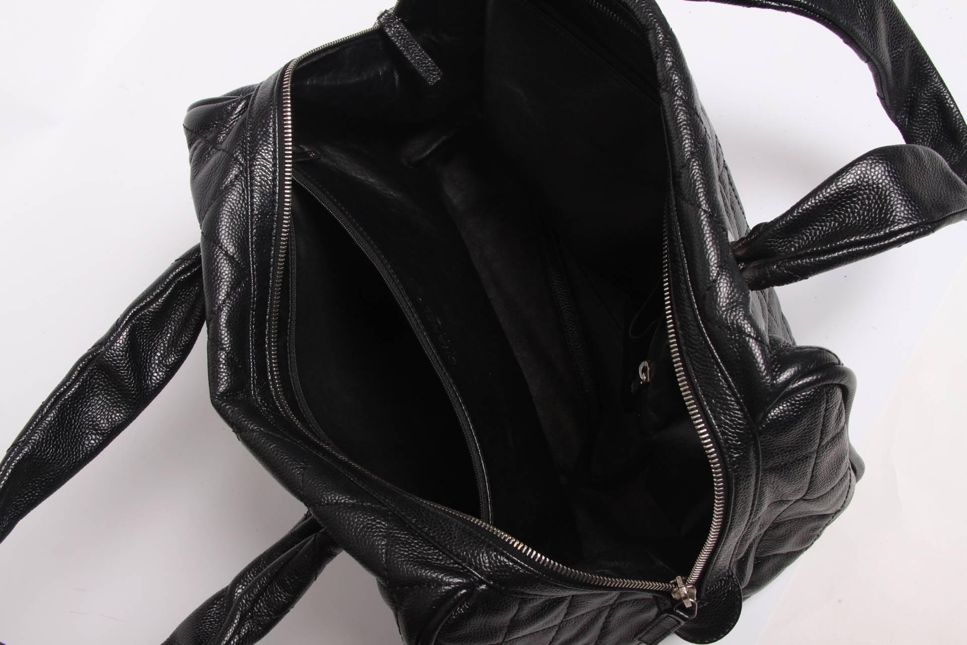 Chanel Top Handle Shopper Bag - black caviar leather  In Excellent Condition For Sale In Baarn, NL