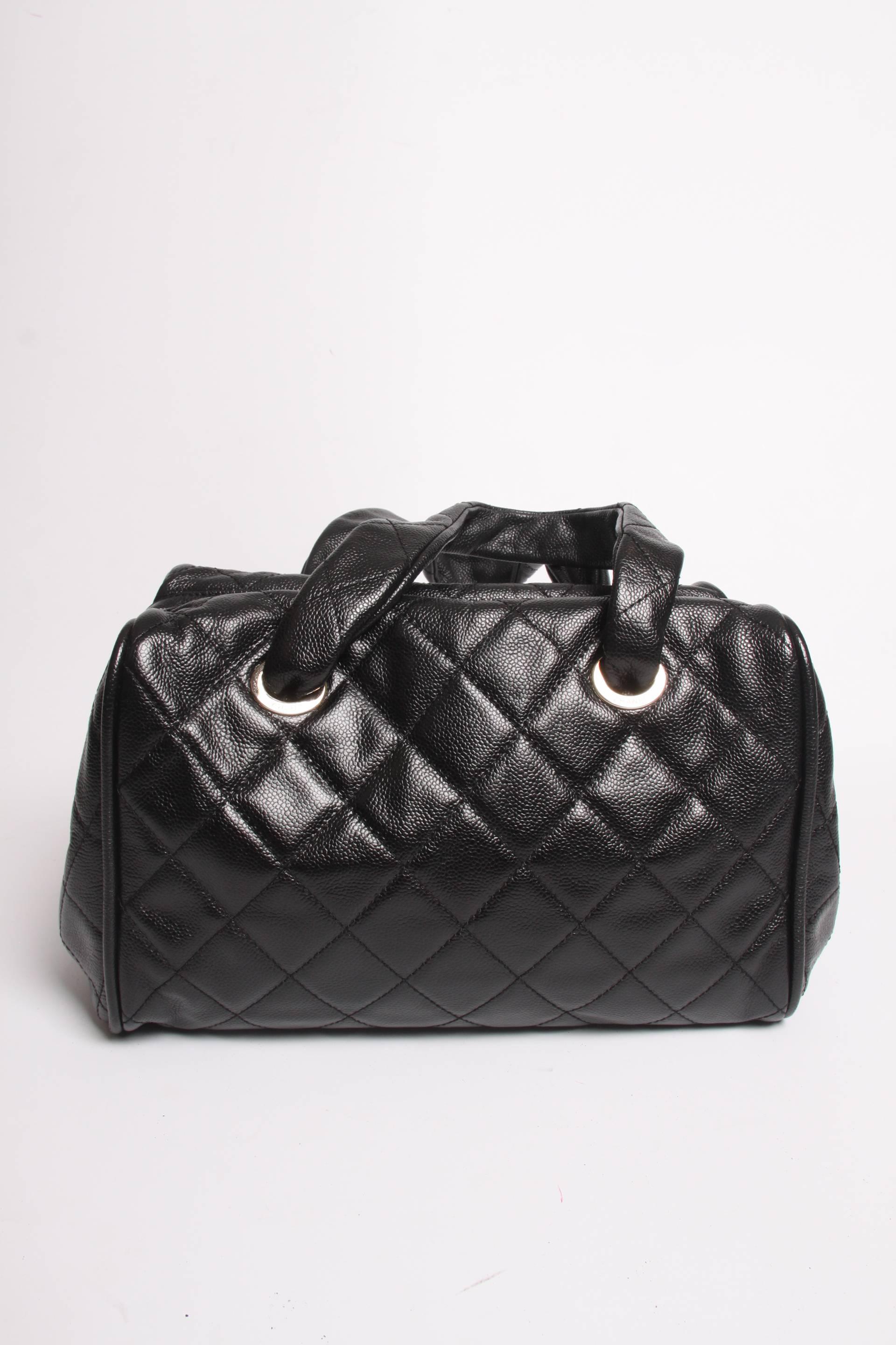 Chanel Top Handle Shopper Bag - black caviar leather  For Sale 2