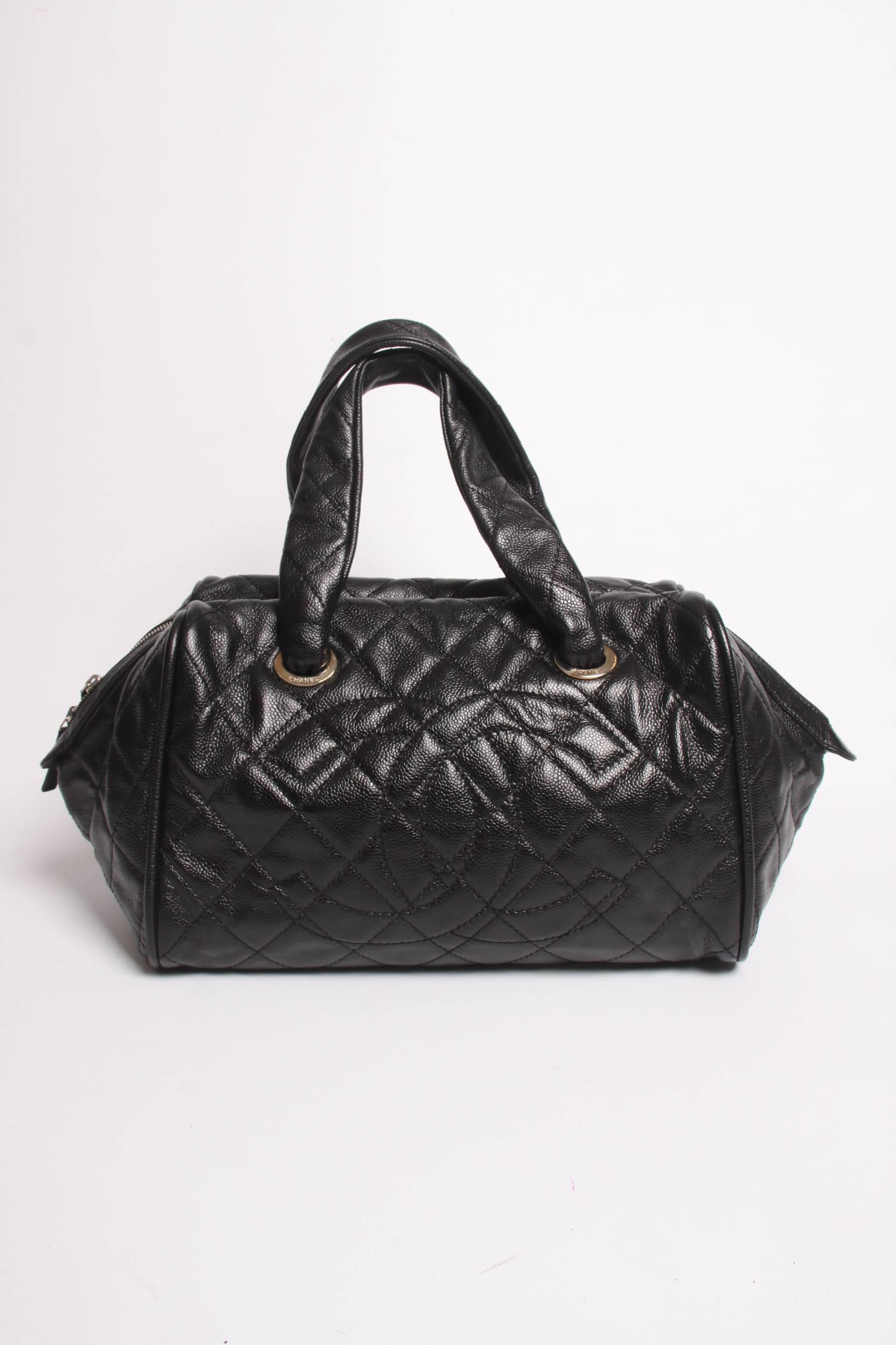 Chanel Top Handle Shopper Bag - black caviar leather  For Sale 3