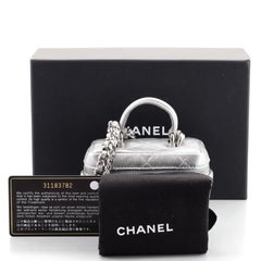Chanel Top Handle Zip Around Vanity Case mit Kette gesteppt Kaviar Mini