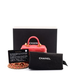 Chanel Top Handle Zip Around Vanity Case with Chain Quilted Caviar Mini