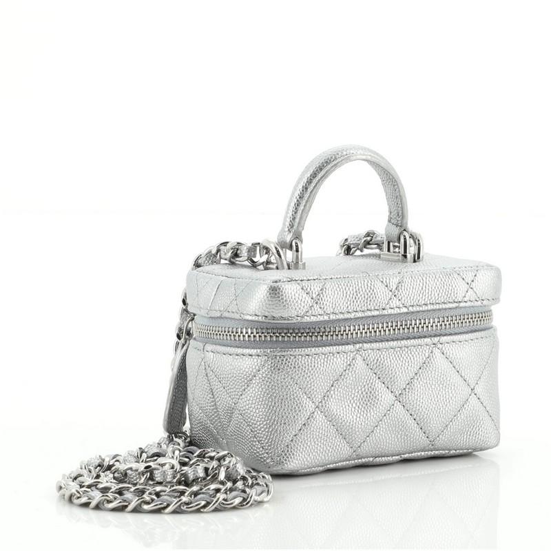 chanel caviar quilted mini top handle vanity with chain black