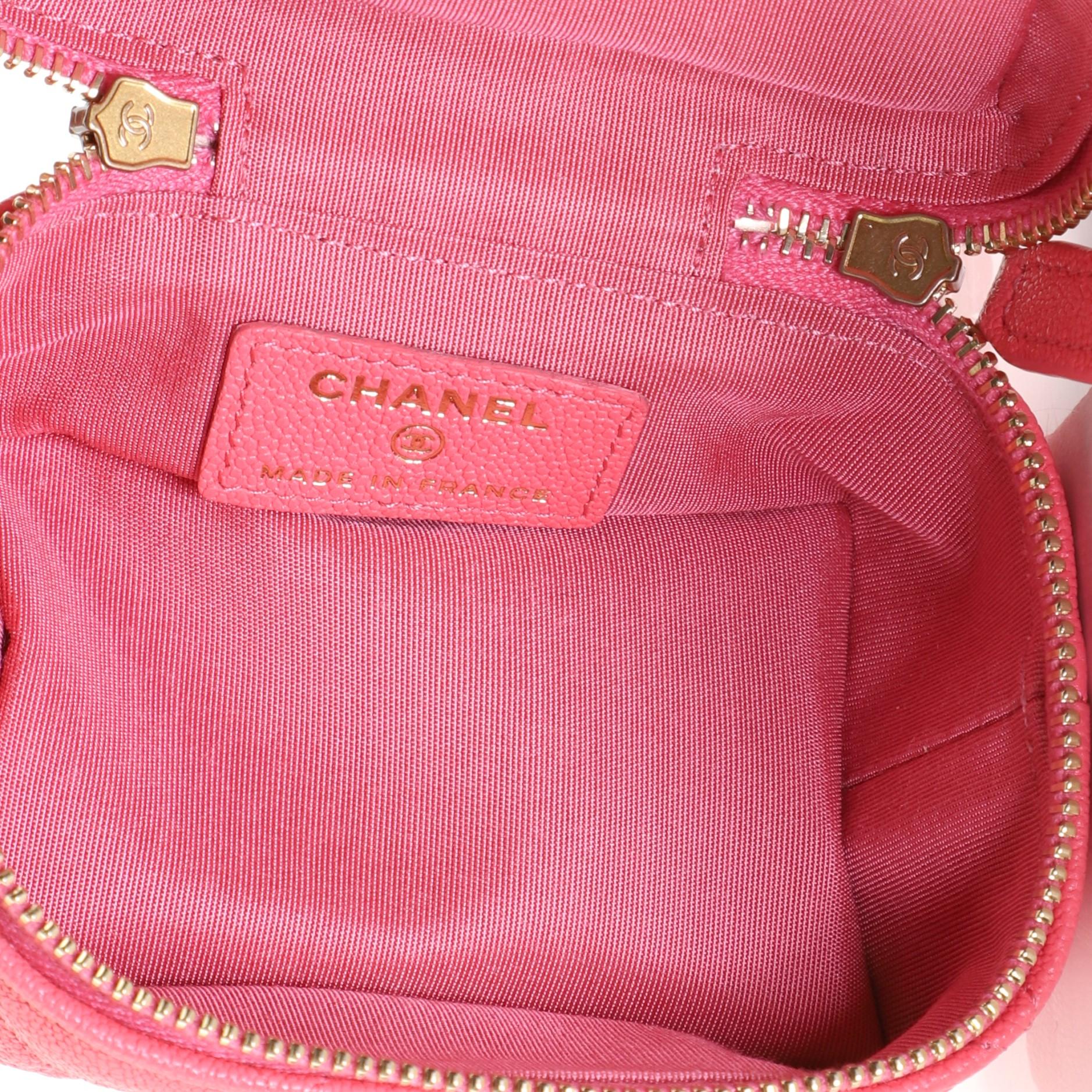 Chanel Top Handle Zip Around Vanity Case with Chain Quilted Caviar Mini 1
