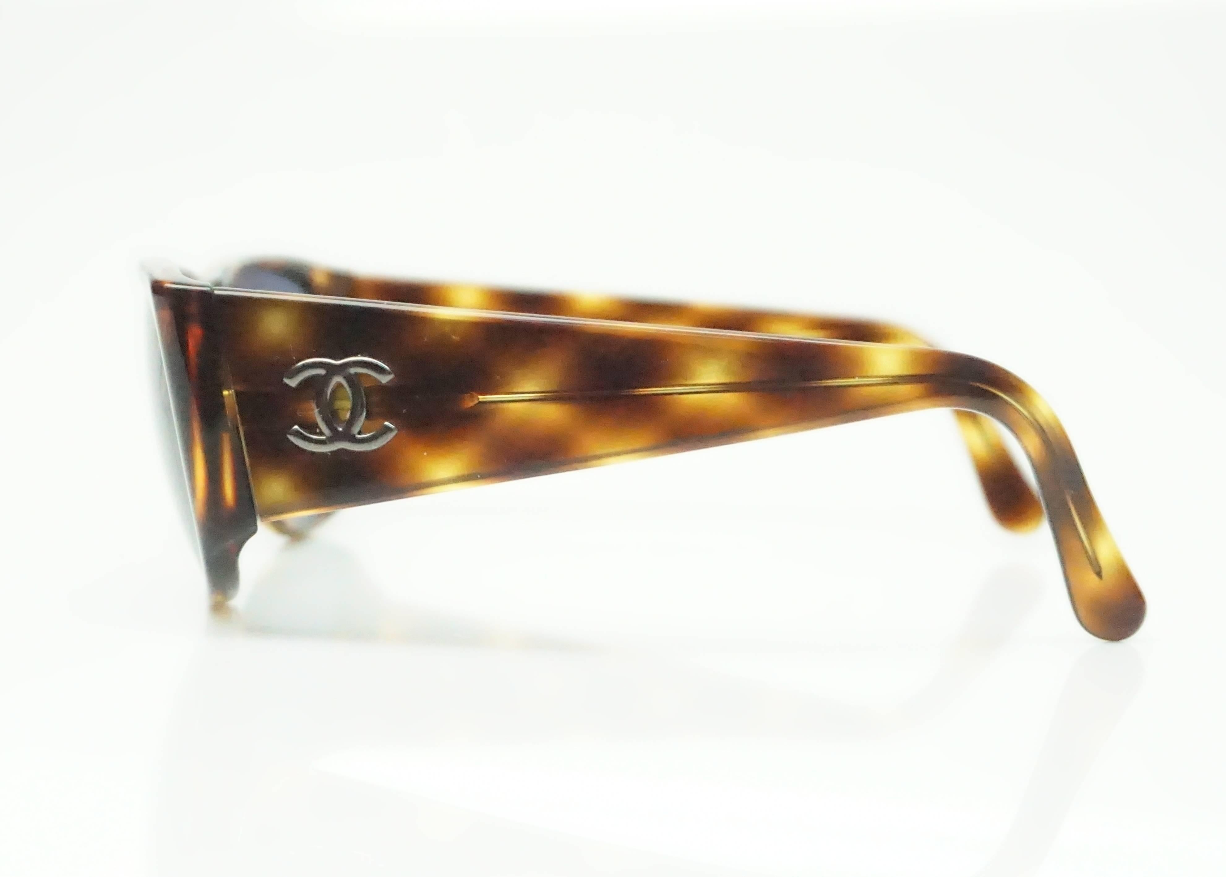 Women's Chanel Tortoise Shell Sunglasses w/ Silver CC Logo