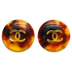 Chanel resin clip on earrings