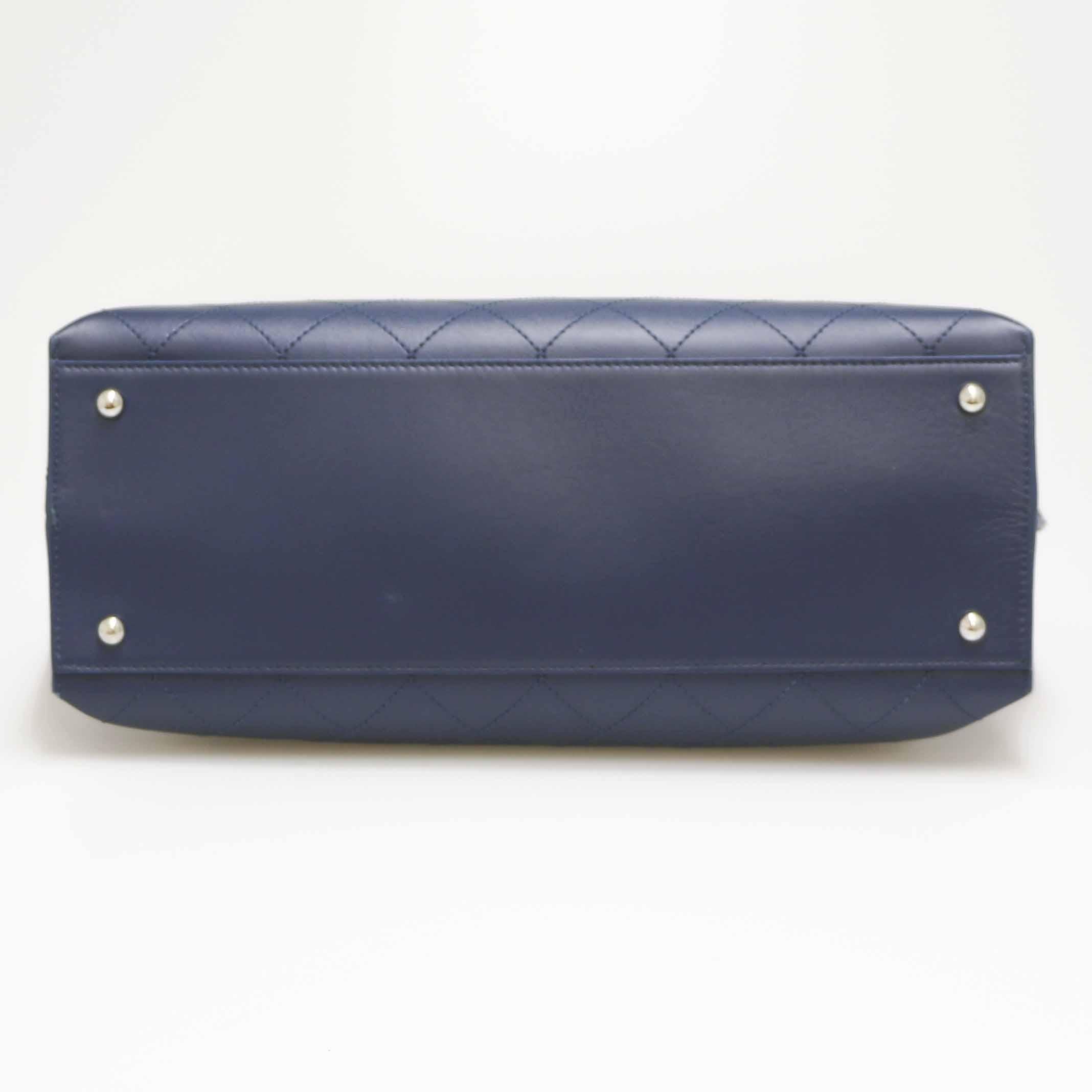 chanel blue leather handbag